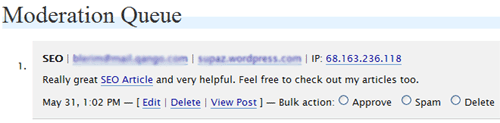 Crappy comment spam