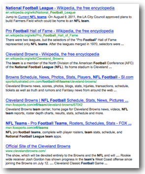 Geo-Rankings Search Results Search results for "NFL Football Team" showing local rankings for Cleveland Browns in Canton, OH and Dallas Cowboys in Dallas, TX, emphasizing geo-ranking variations in digital marketing.
